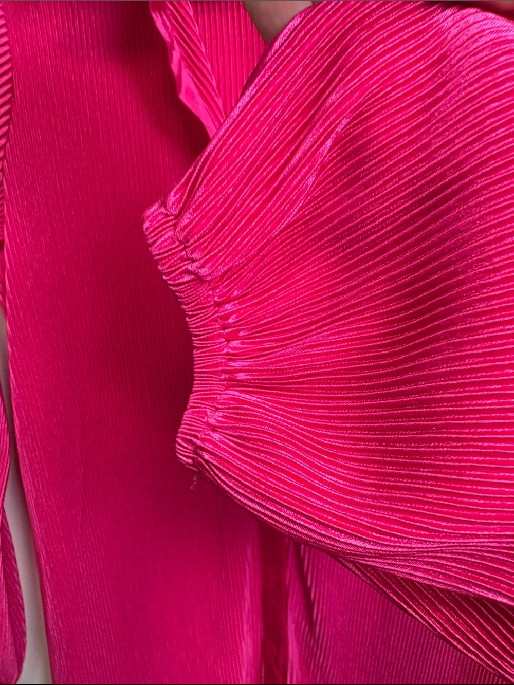 Women's Fuchsia Button-Down Blouse with Textured Rib - Picture 4 of 10